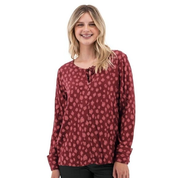 Aventura Long Sleeve Blouse Abstract Artsy Peasant Fair Trade Sustainable Boho M - Picture 1 of 11